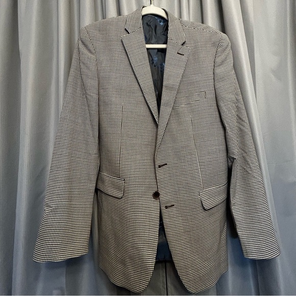 Vince Camuto blazer 40R Modern Fit blazer Wool blend checker plaid - Picture 1 of 11
